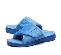 SOLLBEAM Women's Plantar Fasciitis Fuzzy House Orthopedic Adjustable Slippers With Arch Support Orthotic Heel Cup Sandals For Ladies, Blue01, 10 UK