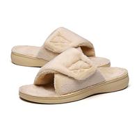 SOLLBEAM Women's Plantar Fasciitis Fuzzy House Orthopedic Adjustable Slippers With Arch Support Orthotic Heel Cup Sandals For Ladies, Apricot01, 11 UK