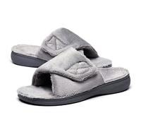 SOLLBEAM Women's Plantar Fasciitis Fuzzy House Orthopedic Adjustable Slippers With Arch Support Orthotic Heel Cup Sandals For Ladies, Gray01, 5 UK