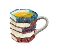 Sollee 3D Book Mug 200ml Novelty Heat-Resistant Stained Cup | 3D Stacked Book Mug with Handle for Women Bookworms Writers Librarians Readers Reading Lovers Christmas Birthday Latte Tea