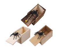 Sollee 3pack Wooden Prank Spider Scare Box Wooden Spider Prank Box Spider in a Box Prank Realistic Hidden Spider Box for Joke April 's Day Halloween