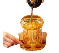 Sollee 6 Shot Glass Dispenser Holder Multiple Shot Pourer Bar Shot Dispenser Cocktail Dispenser Carriers Shot Dispenser for Drinks, Cocktail, Beer, Vodka, Gold