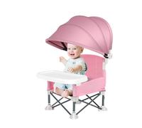Sollee Foldable Baby Dining Chair,Travel Toddler Seat with Tray for Eating - Foldable Baby Seat with Sun Canopy for Home Outdoor Picnic Travel Lawn Camping Beach