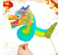 Sollee Paper Dragon Puppet | Handmade Creative New Year Paper Dragon - Year of The DIY Puppet Kits New Party Decorations for Chinese Festival Party