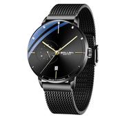 SOLLEN Black Men's Automatic Watches - Original Mechanical Movement, Mineral Glass, 3 ATM Water Resistant, Stainless Steel Case, Calendar & Luminous Hands, Minimalist Self-Winding Watch, Gift for Male
