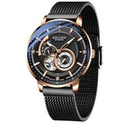 SOLLEN Skeleton Watch for Men,Luxury Mens Automatic Watch with 24-Hour Dial