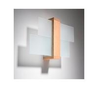 Sollox Feniks Single Flush Wall Fitting In Natural Wood And Glass Finish
