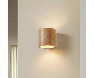 SOLLUX LIGHTING Ara wall light as a wooden cylinder