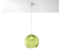 Sollux Lighting Ball Glass & Steel Green 1 Light Classic Pendant Ceiling Light