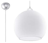 SOLLUX lighting Ball Pendant Light, Glass Alloy Steel, White, Chrome