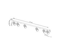 SOLLUX LIGHTING Carbon downlight, black, length 117 cm, aluminium, 6-bulb.