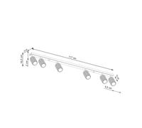 SOLLUX LIGHTING Carbon downlight, gold-coloured, length 117 cm, aluminium, 6-bulb.