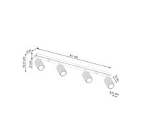 Sollux Lighting Karbon Aluminum White 4 Lights Minimalist Ceiling Light