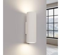 SOLLUX LIGHTING Carbon wall light, beige, height 20 cm, aluminium, 2-bulb.