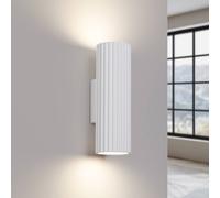 SOLLUX LIGHTING Carbon wall light, white, height 20 cm, aluminium, 2-bulb.