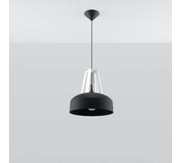 Sollux Lighting Casco Black Steel & White Wood 1 Light Classic Pendant Ceiling Light