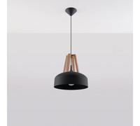 Sollux Lighting Casco Black Steel & Wood 1 Light Classic Pendant Ceiling Light