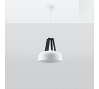 Sollux Lighting Casco Steel & Wood White 1 Light Classic Pendant Ceiling Light