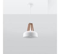 Indoor Ceiling Lamp CASCO Steel/Wood, Natural Wood/White E27 LED SOLLUX LIGHTING