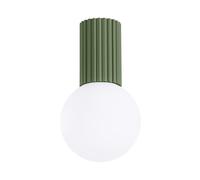 SOLLUX lighting Ceiling Light - Ceiling Lamp LED - Kitchen Bathroom Bedroom Living Room Hall - Aluminium and Glass - 1-Light - LED Bulb - Olive Green Halo