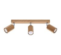 SOLLUX lighting Ceiling Light Oak Oak Colour Octagonal Design Minimalist Modern for Bedroom Living Room Scandinavian Style GU10 E 45/5/20 cm 3X Zeke 3 Bulbs