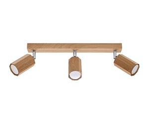 SOLLUX lighting Ceiling Light Oak Oak Colour Octagonal Design Minimalist Modern for Bedroom Living Room Scandinavian Style GU10 E 45/5/20 cm 3X Zeke 3 Bulbs