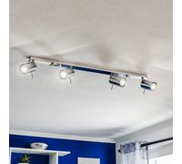 SOLLUX LIGHTING Ceiling spotlight Round, chrome, 4-bulb linear