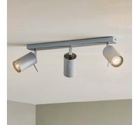 SOLLUX LIGHTING Ceiling spotlight Round, grey, 3-bulb linear