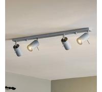 SOLLUX LIGHTING Ceiling spotlight Round, grey, 4-bulb linear