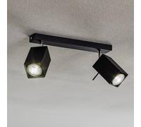 SOLLUX LIGHTING Ceiling spotlight Square, black, 2-bulb