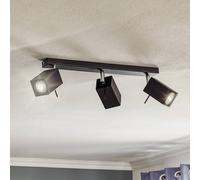 SOLLUX LIGHTING Ceiling spotlight Square, black, 3-bulb