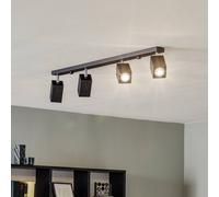 SOLLUX LIGHTING Ceiling spotlight Square, black, 4-bulb linear