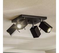 SOLLUX LIGHTING Ceiling spotlight Square, black, 4-bulb, square