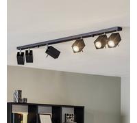 SOLLUX LIGHTING Ceiling spotlight Square, black, 6-bulb linear