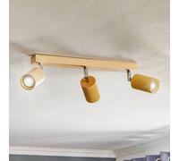SOLLUX LIGHTING Cre ceiling spotlight in wood, 3-bulb