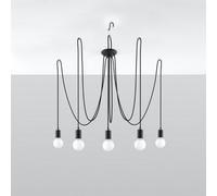 Sollux Lighting Edison Fabric & Steel Black 5 Light Classic Chandelier
