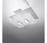 Sollux Lighting Fabiano Glass & Steel Grey 2 Light Classic Ceiling Light