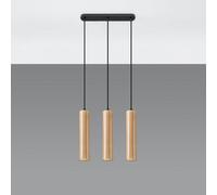 Sollux Lighting Lino Wood Natural 3L Light Classic Pendant Ceiling Light