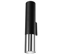 SOLLUX lighting Loopez Spotlight Ceiling Light, Cylindrical Shade + 2 Metal Combination, Interchangeable GU10 Bulb, 1 x 40 W, Steel, Black & Chrome, 6 x 6 x 29 cm