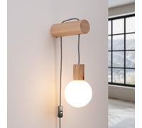 SOLLUX LIGHTING Nimbi wall light, light wood, height 67 cm, wood/glass