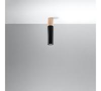 Sollux Lighting Pablo Steel & Wood Natural 1 Light Classic Ceiling Light