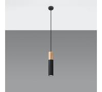 Sollux Lighting Pablo Steel & Wood Natural 1 Light Classic Pendant Ceiling Light