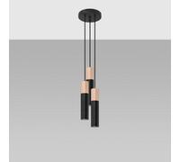 Sollux Lighting Pablo Steel & Wood White 3 Light Classic Pendant Ceiling Light