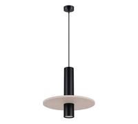SOLLUX lighting Pelta Pendant Light - Ceiling Light Felt Steel - 1 Bulb - LED Light Bulb - Black Beige