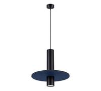 SOLLUX lighting Pelta Pendant Light - Ceiling Light Felt Steel - 1 Bulb - LED Light Bulb - Black Navy Blue
