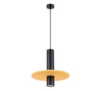 SOLLUX lighting Pelta Pendant Light - Ceiling Light Felt Steel - 1 Bulb - LED Light Bulb - Black Yellow