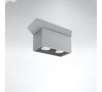 Sollux Lighting Quad Maxi Aluminium Grey 2 Light Classic Ceiling Light