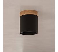 SOLLUX LIGHTING Rif downlight, black, Ø 12 cm, wood, aluminium