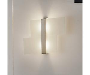 SOLLUX LIGHTING Shifted wall lamp, two glass sections, chrome-plated