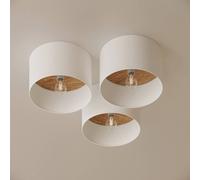 SOLLUX LIGHTING Telesto ceiling light, white, Ø 35 cm, fabric, wood, steel